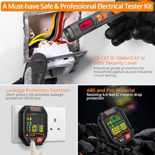 Neoteck Professional Electrical Testing Kit: Digital Multimeter Voltmeter & Voltage Detector Pen with Receptacle Tester, AC/DC Voltage, Current, NCV, Continuity, Live Wire, Circuit Tester