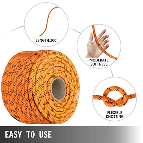 VEVOR 7/16 Inch Double Braid Polyester Rope 200 Feet Nylon Pulling Rope 880LB High Force Polyester Load Sailing Rope for Arborist Gardening Marine - size: 7/16 Inch x 200 FT, style: Polyester