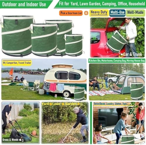 16-Gallon Collapsible Trash Can (16x19 in) Hard-Shell Bottom Yard Garden Bag,Pop-Up Trash Can,RV Camping Waste Bag,Recycling Bin,Laundry Hamper,Leaf Bags,Yard Waste Container,Lawn Grass,Weeds Basket - style: 16 Gallon Bag with Gardening Gloves