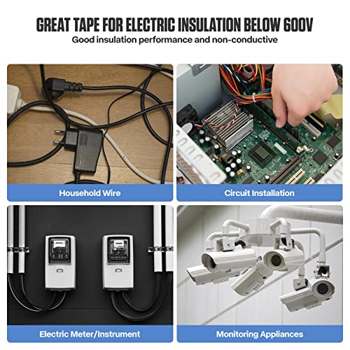 Electrical Tape Black Waterproof Electric Tape Professional Grade Wire Wrap | 3/4" 65 FT Flame Retardant Vinyl PVC Insulating Tape, All Weather, Under 600V, Home Outdoor Multipurpose Electrical Repairs - color: Black