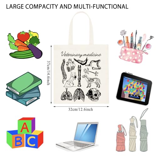 TSOTMO Veterinary Medicine Anatomy Tote Bag Future Vet Shopping Bag Vet Student Graduation Gift for Sister