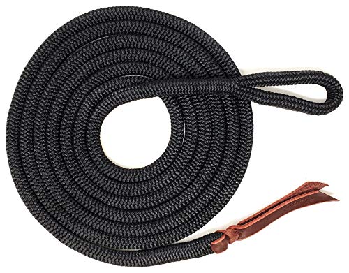 Double Braid Lead Rope with Eye Splice Loop, 12-14FT Lengths (Black, 12 ft.) - color: Black, size: 12 ft.