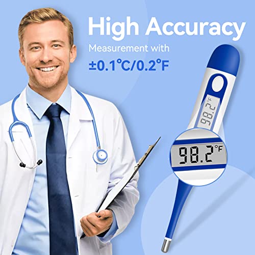 Berrcom Digital Thermometer for Adults, Oral and Underarm Thermometer for Baby and Kids Medical Thermometer with Fever Alarm Rectal Thermometer with Soft Tips | Medical Thermometer with Fever Alarm, Underarm for Baby, Adults, Body Temperature, C/F Switcha