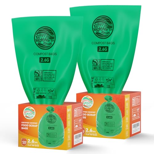 2.6 Gallon Compostable Trash Bags,240 Count Compost Trash Bags for Bedroom Kitchen Office Fit 10 Liter，Small Kitchen Food Scrap Waste Bags,ASTM D6400, US BPI & Europe OK compost HOME certified - color: 2.6G-240count
