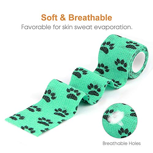 Vet Wrap Cohesive Bandages Bulk Self Adhesive Bandage Wrap Self Adherent Wrap Non-Woven for Dogs Pet Animals & Ankle Sprains & Swelling 2 Inch x 5 Yards (2 Inch Claw) - color: 2 Inch Claw