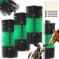 3 Pack Livestock Scratching Brush, Green and Black | Animal Scratcher, Itch Relief Grooming, Horse Goat Cow Scratcher, Fence Post Mounting, Durable Bristles, Farm Livestock Care - color: Green and Black