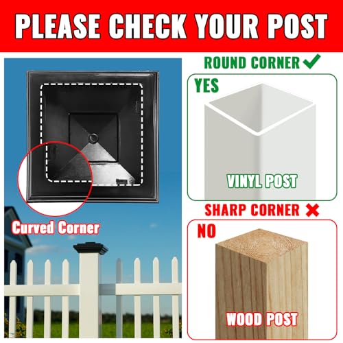 VIVIDA 4" x 4" Vinyl Fence Post Caps, Black New England PVC Post Cap, 2 PCS | Actual 4" x 4", New England Pyramid Post Cap, PVC Square Top Cover, For Vinyl Fences, Mailboxes & Decks - color: Black-2 Pack, size: Actual 4" x 4"