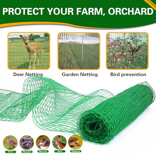 Deer Fence 4ft X 100ft Deer Fencing for Garden with 50 Cableties10 Stainless Steel Ground Stakes1 Storage Bag，Ideal for Garden Netting,Against Bird,Temporary Fence,Fruit Plant Protection - color: Green