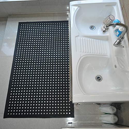 Anti-Fatigue Rubber Floor Mat - NANBOWANG Commercial Grade Grease Resistant Non-Slip Recycle Tyre Floor Mats for Restaurant Kitchen Bar Garden Outdoor Wet Area (36"x 60") Black - size: 36"x 60"