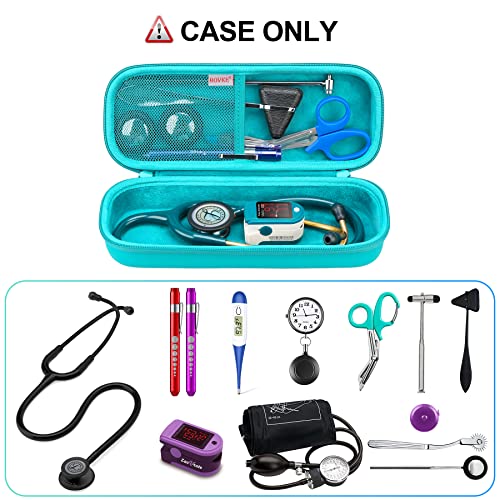 BOVKE Stethoscope Case for 3M Littmann Classic III/Cardiology IV–Turquoise | Lightweight II S.E/ MDF Acoustica Stethoscopes Hard Bag, Medical Supplies Case for Nurses, Doctors, Nursing School Essentials - color: Turquoise