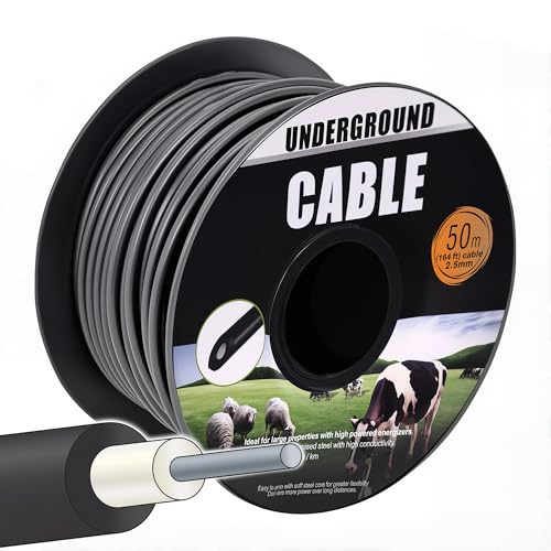 12 ½ Gauge Eeletric Fence Double Insulated Underground Wire, 2.5mm Underground Hard Cable, Direct Burial Electric Fence Wire, 164ft - size: 164 Ft