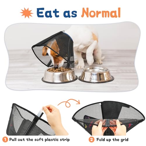 Dog Cone Collar Soft to Stop Licking Surgery Recovery Alternative | Large Medium Dogs, Breathable Mesh, Soft Liner, Surgery Spay Neuter Wound Care, Adjustable, Comfortable, Clear - color: Black and Blue, size: M(Depth: 8.3in, Girth: 11.8-14.7in)