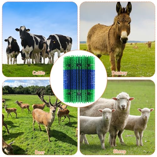 Livestock Scratching Brush Green Upgraded Large Goat Brush Cow Scratcher Brush Anti-Itch Tool Massage Grooming Cattle Brush With 12 Screws For Horses，Goat,Cattle,Cow,Sheep, Pigs（2pack） - size: 2 pack