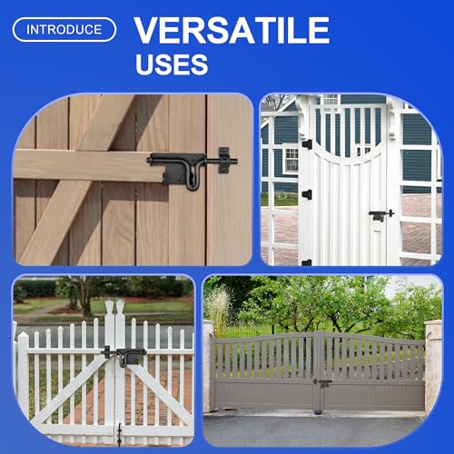 Slide Bolt Gate Latch, 2 Pack Heavy Duty Slide Latches | Thickened Steel, Black Powder Coated; Padlock Hole for Extra Security; for Wood Fence, Barn, Shed, Garden Gates - size: 2 Pack