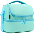 FlowFly Double Decker Cooler Insulated Lunch Bag Large Tote for Boys, Girls, Men, Women, With Adjustable Strap,Light Blue - color: Light#Blue
