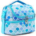 FlowFly Double Decker Cooler Insulated Lunch Bag Large Tote for Boys, Girls, Men, Women, With Adjustable Strap (Mermaid) - color: Mermaid