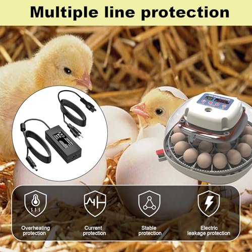 12V Power Cord for Nurture Right 360° Egg Incubator Compatible with Nurture Right 360° Egg Incubator Charger Power Adapter Cord