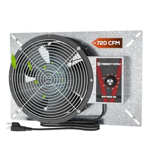 Abestorm 720CFM High Air Flow Crawlspace Ventilation Fan, IP55 Rated 10" Vent Fan with Humidistat Freeze Protection Thermostat for Crawl Space, Basement, Garage, Attic with Isolation Mesh | Smart Digital Panel, Temperature Controller, Moisture Reducing wi