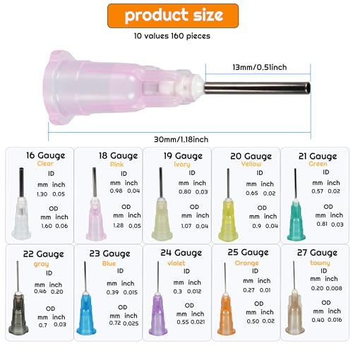 100pcs 18G blunt tip glue dispensing nozzles Blunt-nosed needle glue applicator, used for applying industrial liquids, adhesives, inks, perfumes, lip glosses.0.5 inches - size: 18G 100pcs