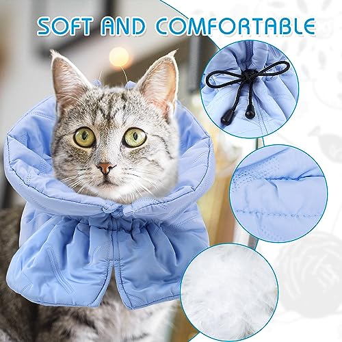 Adjustable Recovery Collar - Lightweight | Waterproof & Soft for Cats & Dogs - Prevents Licking Wounds (S) - color: light blue