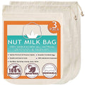 Nut Milk Bag Cloth Strainer for Food, 3 Pack 12" (2 of 12"X12" + 1 of 10") Organic Reusable Kitchen Premium Fine Mesh Cheesecloth, Sprouting, Juicing