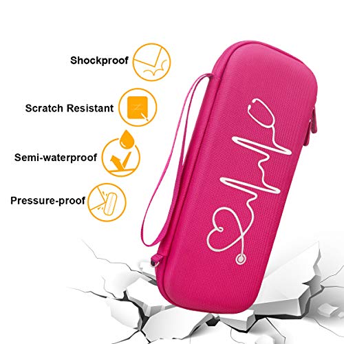 BOVKE Stethoscope Case for 3M Littmann Classic III Monitoring, Lightweight II S.E, Cardiology IV Diagnostic, MDF Acoustica Stethoscopes, Extra Room for Nurse Essentials and Medical Supplies, Raspberry - color: Raspberry