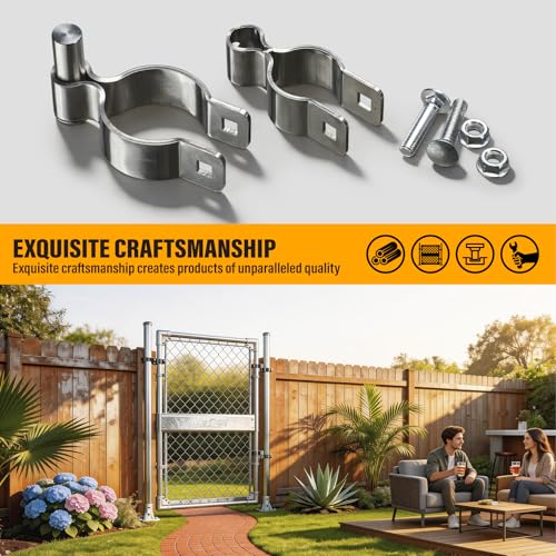 2 Pack 1-7/8" x 1-3/8" Chain Link Fence Gate Hinge, 304 Stainless Steel Heavy Duty Male Female Post Hinges with Bolts and Nuts - color: 1-7/8", size: 1-3/8"