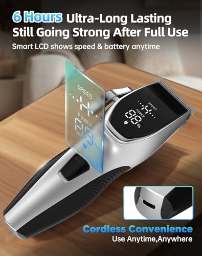 Dog Grooming Kit Low Noise，Cordless 4 in 1 Dog Clippers for Grooming Rechargeable Pet Cat Hair Trimmer with 2 Speed,6 Guards,Scissors,Comb for Small Medium Large Pets Dogs Cats Thick Hair Cutting