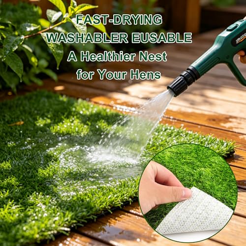 9 Pcs Reusable Nesting Pads for Chicken Coop, Artificial Grass Chicken Nesting Box Pads, Washable Laying Liner for Hens Ducks & Poultry (13 * 13)