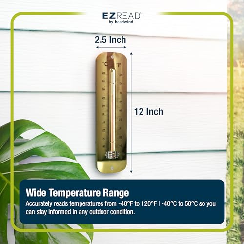 Headwind Consumer Products 840-0062 Metal Thermometer Brass 12" - color: BRASS