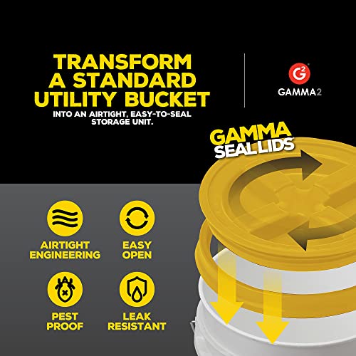 Gamma2 Gamma Seal Lid for Utility Buckets - Fits 3.5, 5, 6 & 7 gallon buckets, Yellow, Made in USA - color: Yellow, size: Fits 3.5, 5, 6, & 7 Gallon Buckets