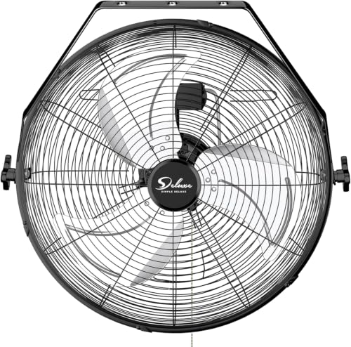 Simple Deluxe 20 Inch Industrial Wall Mount Fan, 4650 CFM 3 Speed Metal Fan for Warehouse, Greenhouse, Workshop, Patio, Factory and Basement, Black - size: 20 Inch-NEW-V1, style: 1 Pack