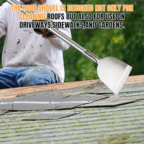 Floor Scraper Long Handle Multifunctional Cleaning Shovels Flat Head | Moss Plaster Wall Putty Shingle Removal Tool, Ice Scraper, Snow Shovel for Driveway Stainless Steel-Heavy Duty