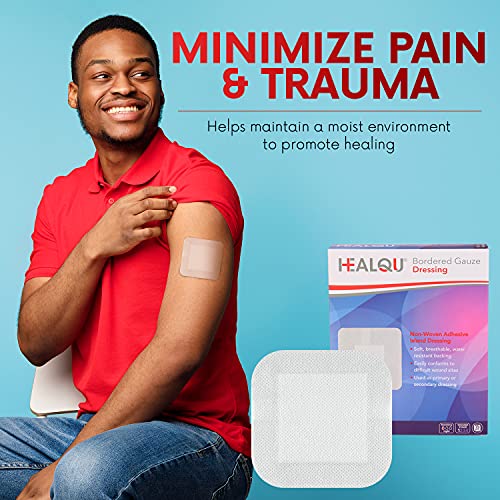 HEALQU Island Dressing - 6"x6", 30 Count - Bordered Gauze Sterile Individually Wrapped Gauze Pads, Water-Resistant, Non-Woven Backing - Soft and Breathable Wound Dressing for First Aid and Medical - size: 6x6" (30 Pack)