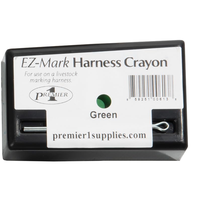 Premier 1 EZ-Mark Harness Crayon for Sheep & Goat Marking – Green | Green crayon. Identifies if ewe or doe has been bred. Use at 40–80°F. Compatible with Premier marking harnesses. - style: Green Crayon