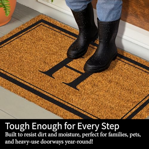 Evergreen Flag Monogram Large Coir Doormat, 36x24 Inches, Letter H - color: Letter H, size: 36 x 24 inches