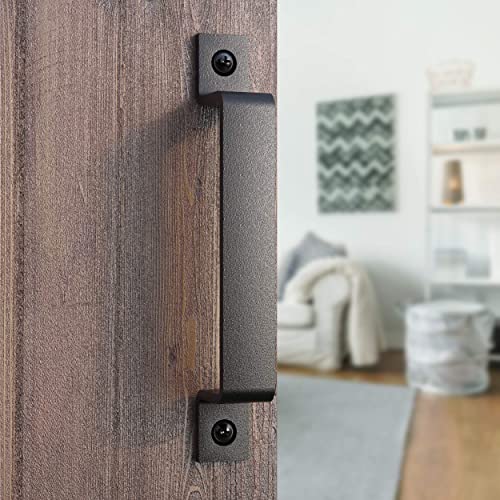 8 Inch Straight Bar Barn Door Handle - Black Cast Iron Pull for Sliding Doors, Gates, Sheds, Fences, Closets - Indoor Outdoor Farmhouse Hardware - size: 8 Inch, style: Straight Bar