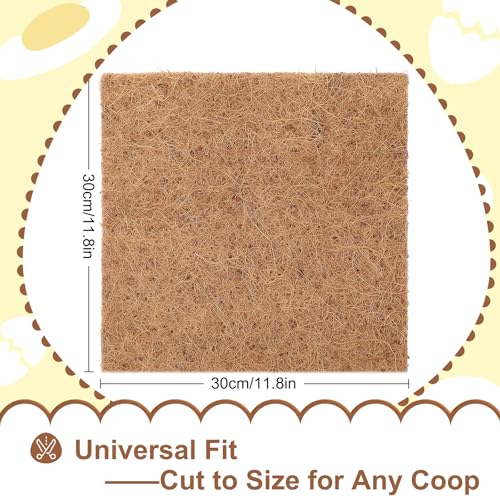 50 Pack Chicken Nesting Pads 11.8x11.8 Inch Natural Coconut Fiber Laying Hen Nest Box Liners Nesting Pads for Chicken Coop Bedding Fit Most Nest Boxes