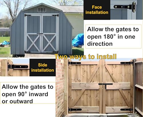 13” Heavy Duty Gate Hinges,900 LBS Load Capacity, Thickened Solid Steel | 180°Open or 90°in/Out Swing,Black Hinges With 8Bolts,Smooth operation,Bolt/Weld On Wood/Metal Garden Fence Shed Barn Gates - size: Large-8Bolt