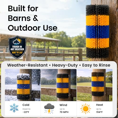 17" x 7.9" Livestock Scratching Brush for Horse, Wall-Mount Grooming and Massage Scratch Brushes for Cow Donkey Goats Horse Sheep, with 8 Screws for Back Itch Relief & Keep Cleaning (1Pcs) - size: 1 Count (Pack of 1)