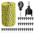330 Feet Electric Fence Polywire & 30 Pcs Electric Fence Insulator, 1/8" Diameter Portable Electric Fencing Poly Wire Rope Line 6 Steel Strands for Reliable Conductivity & Rust Resistance - size: 330 Ft + 30 Pcs Insulators