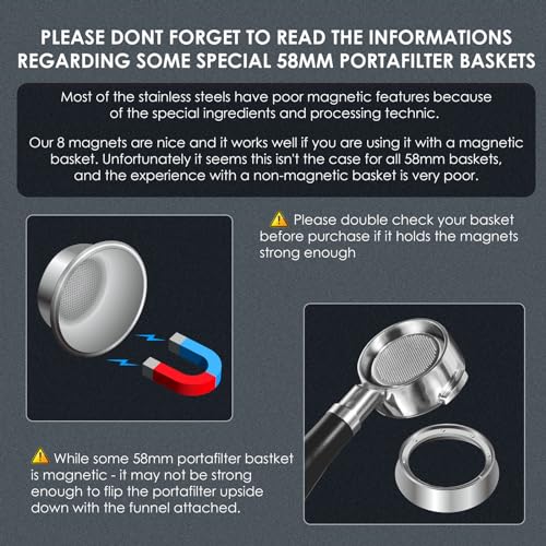 MATOW Magnetic Espresso Dosing Funnel for 58mm Portafilter | 8 Built-In Magnets, 304 Stainless Steel, Mess-Free Dosing Ring V2, Magnetic Fit - size: 58mm