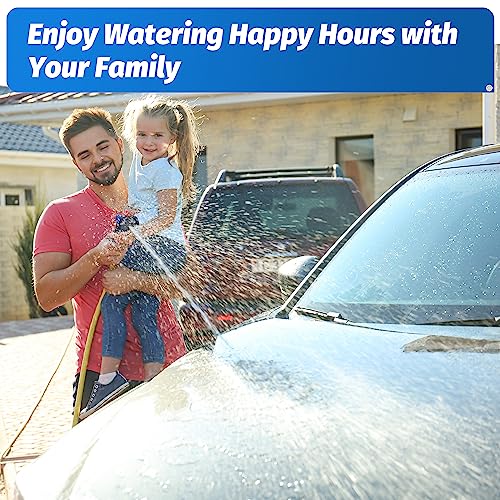 AUTOMAN-Garden-Hose-Nozzle,ABS Water Spray Nozzle with Heavy Duty 7 Adjustable Watering Patterns,Slip Resistant for Watering Plants,Lawn& Garden,Washing Cars,Cleaning,Showering Pets - Blue - color: Blue