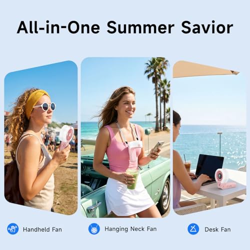 HandFan 4000mAh Handheld Turbo Misting Fan, 100 levels Adjustable High Speed Mister Fan, Portable Spray Water Mist Fans, Foldable Mini Hand Fans for Summer Beach Travel Concerts Disney(Pink) - color: Pink
