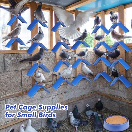 Geelin 16pcs Pigeon Supplies Set 4pcs Pigeon Nest Bowl with 4pcs Coconut Palm Mat Nest Box Pads 8pcs Dove Rest Stand Pet Cage Supplies for Racing Pigeons Doves Quails Small Birds