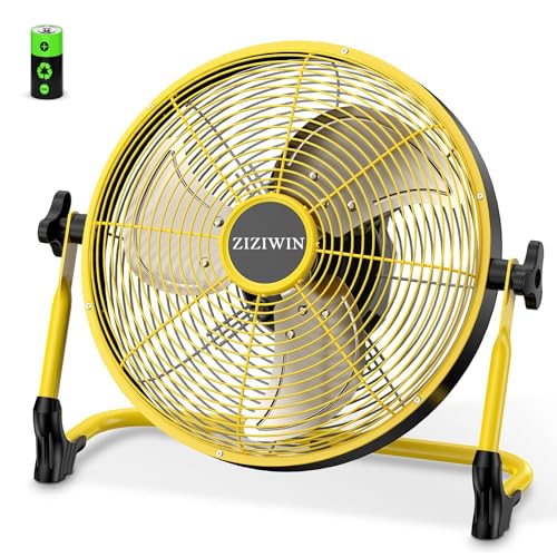 10'' Battery Operated Fan, Rechargeable Cordless Floor Fan, 6~40H Long Lasting Outdoor Camping Fan, 360° Tilt, Wireless, Quiet, USB Phone Charge, for Home Patio Gym Greenhouse Gazebo Outside - size: Yellow 10" Fan
