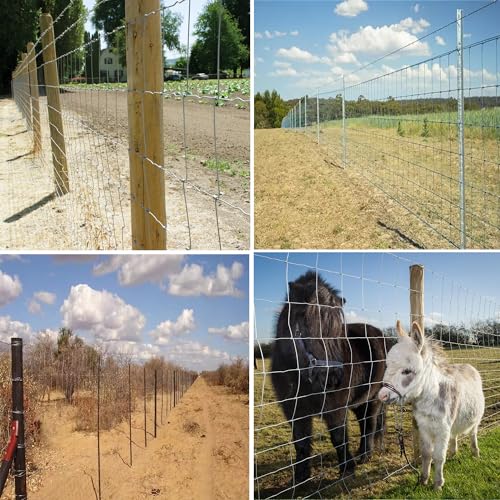 Farm Fence 6ft x 164ft Heavy Zinc Coating Cattle Deer Goat Fence,Galvanized Field Wire Fencing,Hog Wire Fencing for Yard Livestock & Animals Protection - size: Silver 72inx164ft