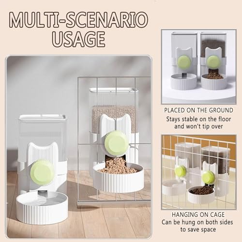 kathson Rabbit Feeder for Cage,Bunny Water Bottle,Pet Food Dispenser,Green | Gravity Automatic Guinea Pig Feeder Waterer Set,Hanging Small Pet Food Bowl Feeding Station for Ferret Chinchilla Cat Puppy - color: Green