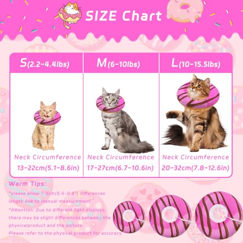 Seyezo Cat Cone Collar Soft, Adjustable Cat Recovery Cone, Pink, Large | Stop Licking, Cute Donut E Collar, Anti-Lick Elizabethan Collar for Kittens, Protective Neck Pillow - color: Pink, size: Large
