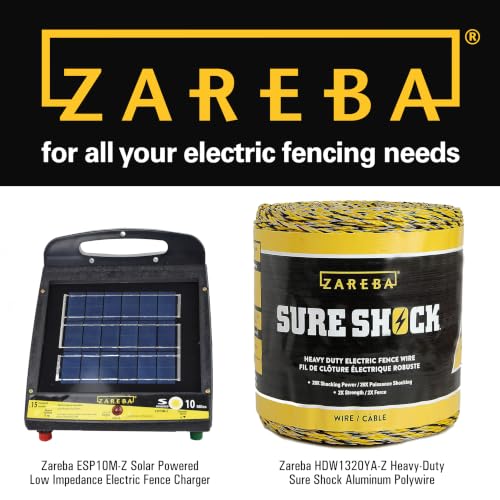 Zareba 10 Mile Solar Powered Low Impedance Electric Fence Charger | Contain Cattle, Horses, Goats, & Livestock, 0.15 Output Joules, Built-in Mounting Bracket for Posts, ESP10M-Z